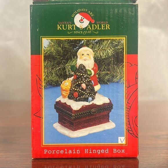 Kurt S. Adler Santa Porcelain Hinged Box. kk141 - Picture 2 of 6